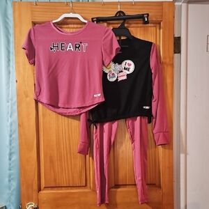 Pink and Black Heart Graphic Athletic Outfit